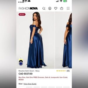 Fashion Nova Rosalee Satin Gown - Deep Blue